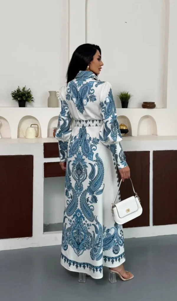 dress 3 back Azure Porcelain Paisley Maxi Dress