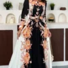 Noir Blossom Maxi Dress